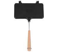 YARNOW Sandwichera de Doble Cara Antiadherente para Tortillas y Sándwiches | Calor Uniforme, Diseño Compacto y Portátil, Mango de Madera, Uso en Apartamentos y Estufa, Color Negro