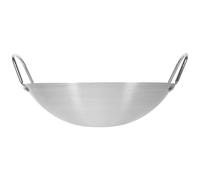 YARNOW Sartén Wok de Acero Inoxidable 26 CM Mango, Fondo Liso, Apto para Inducción, Uso en Cocina Casera y Salteados de Comida Sichuan