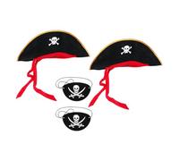 YARNOW Sombrero Pirata Máscara Ojo para Cosplay y Obras Escolares, Material de Algodón y Lino, Accesorio Cómodo y No Se Cae, Adecuado para Fiestas Temáticas