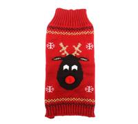 YARNOW Suéter Navideño de Punto XS Rojo, para Perro Reno Cuello Alto | Puños Acanalados, Hilo de Lana, Corte Holgado, para Cachorros Pequeños en Invierno