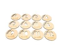 YARNOW Tarjetas Mensuales Huecas De Madera para Ñiño, Tarjetas De Crecimiento Infantil, Decorativas y Duraderas, Set 12 Piezas, Uso Fotografía y Anuncios, para Recién Nacidos y Baby Shower