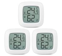 YARNOW Termómetro Digital y Mini Higrómetro Portátil para Coche Pantalla LCD Fácil de Leer, Paquete de 3 Unidades para Monitoreo Interior y Ambiente