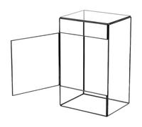 YARNOW Terrario de Cristal Pequeño para Micro Paisajes Soporte de Estaño Negro Maceta Transparente para Musgo y Plantas Contenedor Decorativo para Hogar Oficina y Jardín