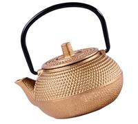 YARNOW Tetera Pequeña de Hierro Fundido Dorado Diseño Clásico y Chic, Resistente al Óxido Larga Duración, Adecuado Cocina y Decoración del Hogar