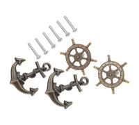 YARNOW Tiradores Vintage para Muebles Forma de Ancla y Timón, de Aleación de Zinc, Resistentes al Desgaste y Fáciles de Instalar, Pack de 4 para Decoración del Hogar y Bricolaje