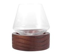 YARNOW Vaso de Whisky de Vidrio 300ml Base Redonda de Madera Aislante, Copa para Bourbon y Cócteles Antiguos, Vaso de Cristal Transparente Adecuado para Bar y Degustación
