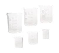 YARNOW Vasos de Precipitados Capacidad Variada de 25 a 400 Ml Juego de 6 de Transparente Fácil Limpieza y Visibilidad Cristalina para Química para Laboratorios Profesionales