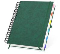 Yarotm Cuaderno A4 Rayas - 1 PC Libreta A4 Rayado Horizontal 7mm - 120 Hojas/240 Páginas Block de Notas PU Cuero 28.5x21.6cm - 100gr Papel Espiral Notebook Journal Tapa Dura, Verde Oscuro
