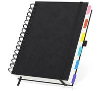Yarotm Cuaderno A5-1 Pieza Block de Notas PU Cuero 21.3x14.5cm - 100g/m² Papel Libreta A5 Cuadricula 5mm - 240 Páginas/120 Hojas Notebook Espiral - Agenda Journal Cuadricula Tapa Dura, Negro
