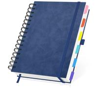 Yarotm Cuaderno A5 Cuadriculado - 1 Pieza 100g/m² Cuadriculada 5mm Papel Espiral Libreta A5 Tapa Dura PU Cuero 21.3x14.5cm - 240 Páginas/120 Hojas Block de Notas Notebook, Azul Oscuro