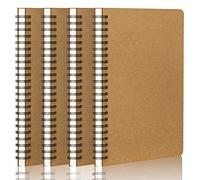 Yarotm Cuaderno Cuadriculado A5 Pack 4 Libretas Espiral Colegio a5 Cuadrícula 5mm - Cuadernos para Escribir, 60 Hojas, Portada Color Kraft - Cuadernos de Anillas