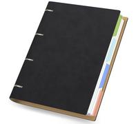 Yarotm Cuaderno de Anillas A4-1 Pack 21.59x28cm Libreta Notas Cuero PU - 300 Páginas 100GSM Papel Rayas Bloc de Notas - Espiral Recargable Notebook - A4 Negro Lineas Viaje Diario
