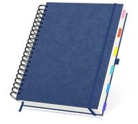 Yarotm Cuaderno de Notas A4-1 Pieza 240 Páginas/120 Hojas Libreta A4 Tapa Dura 28.5x21.6cm - Espiral Journal Cuaderno Cuadriculado 5mm - 100GSM Papel Block de Notas PU Cuero, Azul Oscuro