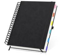 Yarotm Libreta A4-1 Pieza Cuaderno Cuadriculado Tapa Dura PU Cuero - 1 Pieza 100gsm Cuadriculada 5mm Papel Espiral Cuaderno de Notas A4 28.5x21.6cm - 240 Páginas/120 Hojas Block de Notas, Negro
