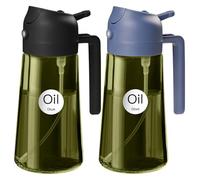YARRAMATE 2 piezas Dispensador de Aceite de Oliva Juego con Scuro Protezione Dalla Luce, 470ml 2 en 1 Spray de Cocina, Verde Pulverizador de Aceite de Calidad Alimentaria (Negro y Verde)