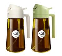 YARRAMATE 2 piezas Dispensador de Aceite de Oliva Juego con Scuro Protezione Dalla Luce, 470ml 2 en 1 Spray de Cocina, Ámbar Pulverizador de Aceite de Calidad Alimentaria (Blanco y Verde)
