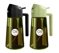 YARRAMATE 2 piezas Dispensador de Aceite de Oliva Juego con Scuro Protezione Dalla Luce, 470ml 2 en 1 Spray de Cocina, Verde Pulverizador de Aceite de Calidad Alimentaria (Negro y verde oliva)