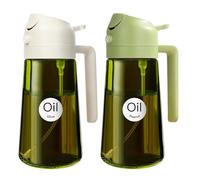 YARRAMATE 2 piezas Dispensador de Aceite de Oliva Juego con Scuro Protezione Dalla Luce, 470ml 2 en 1 Spray de Cocina, Verde Pulverizador de Aceite de Calidad Alimentaria (Blanco y Verde)