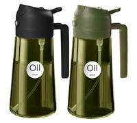 YARRAMATE 2 piezas Dispensador de Aceite de Oliva Juego con Scuro Protezione Dalla Luce, 470ml 2 en 1 Spray de Cocina, Verde Pulverizador de Aceite de Calidad Alimentaria (Negro y Verde)
