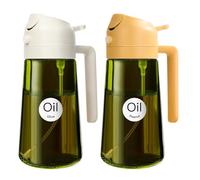 YARRAMATE 2 piezas Dispensador de Aceite de Oliva Juego con Scuro Protezione Dalla Luce, 470ml 2 en 1 Spray de Cocina, Verde Pulverizador de Aceite de Calidad Alimentaria (Naranja y Blanco)