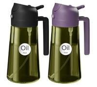 YARRAMATE 2 piezas Dispensador de Aceite de Oliva Juego con Scuro Protezione Dalla Luce, 470ml 2 en 1 Spray de Cocina, Verde Pulverizador de Aceite de Calidad Alimentaria (Negro y morado