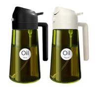 YARRAMATE 2 piezas Dispensador de Aceite de Oliva Juego con Scuro Protezione Dalla Luce, 470ml 2 en 1 Spray de Cocina, Verde Pulverizador de Aceite de Calidad Alimentaria (Blanco y Negro)