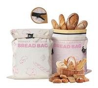 YARRAMATE Bolsas para pan de cera de abeja, reutilizables de lino con cierre. Mantienen fresca la barra. Grandes, seguras para congelador, ecológicas (43x33 cm, 2 uds.) (04 - Rosa (con cremallera))