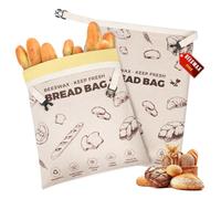 YARRAMATE Bolsas para Pan de Cera de Abejas, Reutilizables de Lino sin Cremallera, Mantienen Barra Fresca, Grandes Contenedores Seguros Congelador Ecológicos (43x33 cm, 2 Unidades)