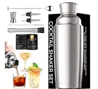 YARRAMATE Coctelera Profesional de Acero Inoxidable - Kit Cocktail con Boston Shaker, Jigger y Medidor - Set Coctelería Bartender