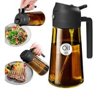 YARRAMATE Dispensador de Aceite de Oliva Juego con Scuro Protezione Dalla Luce, 470ml 2 en 1 Spray de Cocina, Ámbar Pulverizador de Aceite de Calidad Alimentaria para Cocina (Negro)