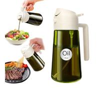 YARRAMATE Dispensador de Aceite de Oliva Juego con Scuro Protezione Dalla Luce, 470ml 2 en 1 Spray de Cocina, Verde Pulverizador de Aceite de Calidad Alimentaria (Blanco)