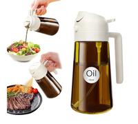 YARRAMATE Dispensador de Aceite de Oliva Juego con Scuro Protezione Dalla Luce, 470ml 2 en 1 Spray de Cocina, Ámbar Pulverizador de Aceite de Calidad Alimentaria para Cocina (Blanco)