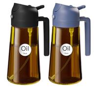 YARRAMATE Dispensador de Aceite de Oliva Juego con Scuro Protezione Dalla Luce, 470ml 2 en 1 Spray de Cocina, Dispensador y Pulverizador de Aceite de Calidad Alimentaria para Cocina (Negro y marino)