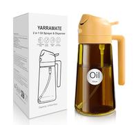 YARRAMATE Dispensador de Aceite de Oliva Juego con Scuro Protezione Dalla Luce, 470ml 2 en 1 Spray de Cocina, Ámbar Pulverizador de Aceite de Calidad Alimentaria para Cocina (Naranja)
