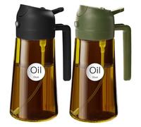 YARRAMATE Dispensador de Aceite de Oliva Juego con Scuro Protezione Dalla Luce, 470ml 2 en 1 Spray de Cocina, Dispensador y Pulverizador de Aceite de Calidad Alimentaria (Negro y verdeoliva