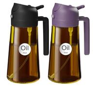 YARRAMATE Dispensador de Aceite de Oliva Juego con Scuro Protezione Dalla Luce, 470ml 2 en 1 Spray de Cocina, Dispensador y Pulverizador de Aceite de Calidad Alimentaria para Cocina (Negro y morado
