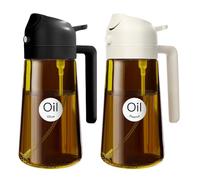 YARRAMATE Dispensador de Aceite de Oliva Juego con Scuro Protezione Dalla Luce, 470ml 2 en 1 Spray de Cocina, Dispensador y Pulverizador de Aceite de Calidad Alimentaria para Cocina (Blanco y Negro)