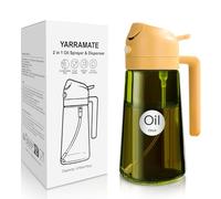 YARRAMATE Dispensador de Aceite de Oliva Juego con Scuro Protezione Dalla Luce, 470ml 2 en 1 Spray de Cocina, Verde Pulverizador de Aceite de Calidad Alimentaria (Naranja)