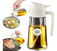 YARRAMATE Pulverizador de Aceite para Cocinar, Botella Dispensadora de Aceite de Oliva 2 en 1 para Cocina, Botella de Aceite de Vidrio de 17 oz/500 ml para Freidora de Aire, Barbacoa (Blanco Cremoso)