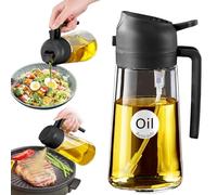 YARRAMATE Pulverizador de Aceite para Cocinar, Botella Dispensadora de Aceite de Oliva 2 en 1 para Cocina, Botella de Aceite de Vidrio de 17 oz/470 ml para Freidora de Aire, Barbacoa (Negra)
