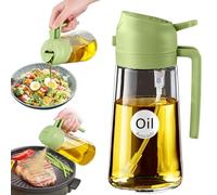 YARRAMATE Pulverizador de Aceite para Cocinar, Botella Dispensadora de Aceite de Oliva 2 en 1 para Cocina, Botella de Aceite de Vidrio de 16 oz/470 ml para Freidora de Aire, Barbacoa (Verde)