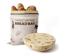 YARRAMATE Set de Bolsa y Cubierta para Pan de Cera de Abeja Natural, Reutilizable y Apto para Congelador, Esencial para Panes y Masa Madre (17x13", 12 Inch)