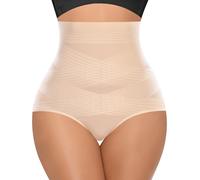 YARRCO Braga Faja Reductora Mujer Invisible Adelgazante Braguitas Moldeadoras Vientre Plano Abdomen Cintura Alta Faja Postparto Shapewear Control de Barriga sin Costuras Invisible (Beige-Cross,M)