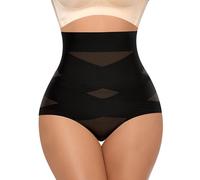 YARRCO Braga Faja Reductora Mujer Invisible Adelgazante Braguitas Moldeadoras Vientre Plano Abdomen Cintura Alta Faja Postparto Shapewear Control de Barriga sin Costuras (Negro-Cross,M)