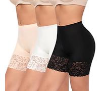 YARRCO Calzoncillos de encaje para mujer, pantalones cortos debajo de la falda, calzoncillos, calzoncillos tipo bóxer, 01 negro+beige+blanco, XXL