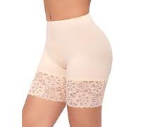 YARRCO Calzoncillos de encaje para mujer, pantalones cortos debajo de la falda, calzoncillos, calzoncillos tipo bóxer, Beige-Long Lace, XL