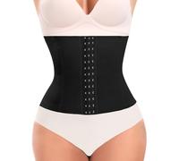 YARRCO Fajas Reductoras Mujer Abdomen Moldeadora Corset Reductor Adelgazante Waist Trainer Bustier Cintura Faja Postparto Cinturón Faja Colombiana Corsé Shapewear con 3 Ganchos (Negro,XS)