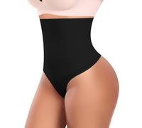 YARRCO Tanga Faja Reductora Mujer Invisible Braguita Moldeadora Adelgazante Vientre Plano Cintura Alta sin Costuras Postparto Shapewear Control de Barriga Thong String (Negro,L)