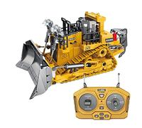 Yarryuter 1:24 2.4GHz 9 Canales Control Remoto Tractor Toy Bulldozer RC AleacióN de Aluminio IngenieríA Tractor Juguetes para NiñOs Estilo B