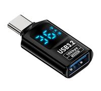 Yarryuter 1 Adaptador USB 3.2 con Pantalla LED Digital, 10 Gbps, 36-60 W, Medidor de Potencia, Probador, Chip Inteligente, Transmisión de Datos, Extensión USB C A